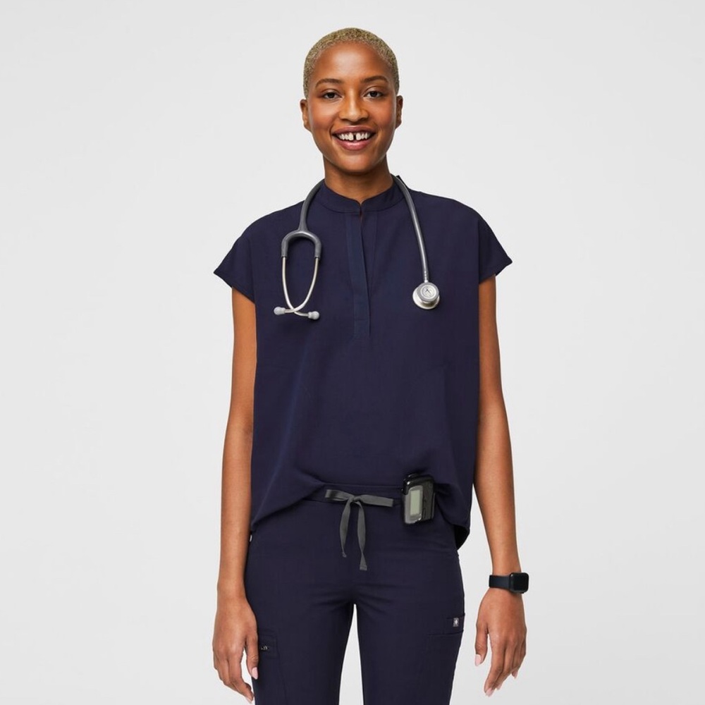 Figs Navy Blue Rafaela Oversized Scrub Top XXS